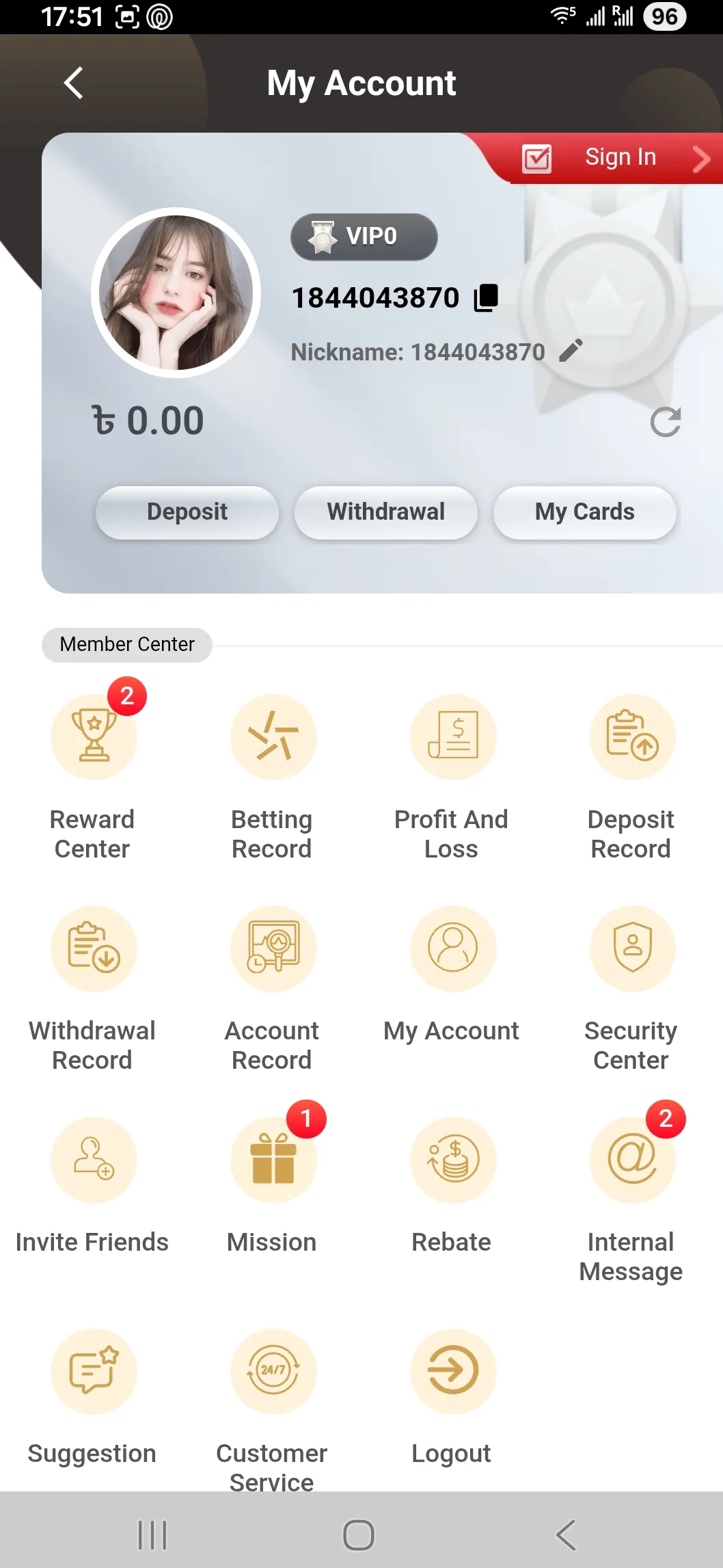 CV666 account dashboard